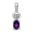 Sterling Silver Rhodium-Plated Amethyst and Diamond Pendant Elegant Birthstone Design