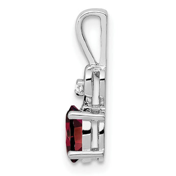 Sterling Silver Rhodium-Plated Garnet & Diamond Pendant January Birthstone Elegance - Birthstone Company