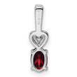 Sterling Silver Rhodium-Plated Garnet & Diamond Pendant January Birthstone Elegance