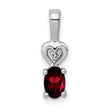 Sterling Silver Rhodium-Plated Garnet & Diamond Pendant January Birthstone Elegance