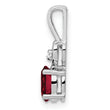 Sterling Silver Rhodium-Plated Ruby and Diamond Pendant Elegant July Birthstone Design