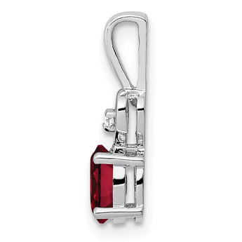 Sterling Silver Rhodium-Plated Ruby and Diamond Pendant Elegant July Birthstone Design