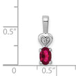 Sterling Silver Rhodium-Plated Ruby and Diamond Pendant Elegant July Birthstone Design