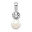 Sterling Silver Rhodium-Plated Freshwater Pearl & Diamond Pendant Polished Elegant Design