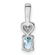 Sterling Silver Rhodium-Plated Aquamarine & Diamond Pendant Polished, March Birthstone