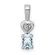 Sterling Silver Rhodium-Plated Aquamarine & Diamond Pendant Polished, March Birthstone