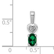 Sterling Silver Rhodium-Plated Emerald & Diamond Pendant Elegant May Birthstone Design