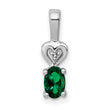 Sterling Silver Rhodium-Plated Emerald & Diamond Pendant Elegant May Birthstone Design
