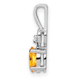 Sterling Silver Rhodium-Plated Citrine & Diamond Pendant November Birthstone Elegance