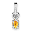 Sterling Silver Rhodium-Plated Citrine & Diamond Pendant November Birthstone Elegance