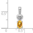 Sterling Silver Rhodium-Plated Citrine & Diamond Pendant November Birthstone Elegance