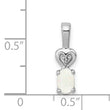 Sterling Silver Rhodium-Plated Opal & Diamond Pendant Elegant Oval Design