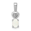 Sterling Silver Rhodium-Plated Opal & Diamond Pendant Elegant Oval Design