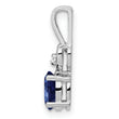 Sterling Silver Sapphire & Diamond Pendant with Rhodium Finish Polished