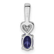 Sterling Silver Sapphire & Diamond Pendant with Rhodium Finish Polished