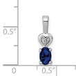 Sterling Silver Sapphire & Diamond Pendant with Rhodium Finish Polished
