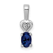 Sterling Silver Sapphire & Diamond Pendant with Rhodium Finish Polished