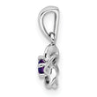 Sterling Silver Rhodium-Plated Amethyst Floral Pendant Elegant February Birthstone Charm