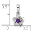 Sterling Silver Rhodium-Plated Amethyst Floral Pendant Elegant February Birthstone Charm