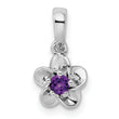 Sterling Silver Rhodium-Plated Amethyst Floral Pendant Elegant February Birthstone Charm