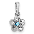 Sterling Silver Rhodium-Plated Blue Topaz Floral Pendant Polished Finish