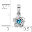 Sterling Silver Rhodium-Plated Blue Topaz Floral Pendant Polished Finish