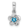 Sterling Silver Rhodium-Plated Blue Topaz Floral Pendant Polished Finish