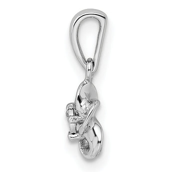 Sterling Silver 925 Rhodium-Plated Floral Diamond Pendant with Polished Finish