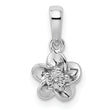 Sterling Silver 925 Rhodium-Plated Floral Diamond Pendant with Polished Finish