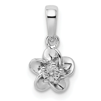 Sterling Silver 925 Rhodium-Plated Floral Diamond Pendant with Polished Finish