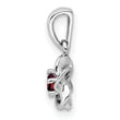 Sterling Silver 925 Rhodium-Plated Garnet Floral Pendant Polished, Elegant, Birthstone Jewelry