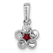 Sterling Silver 925 Rhodium-Plated Garnet Floral Pendant Polished, Elegant, Birthstone Jewelry - Birthstone Company