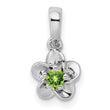 Sterling Silver Rhodium-Plated Peridot Pendant with Floral Design Polished Finish