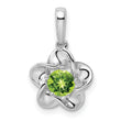 Sterling Silver Rhodium-Plated Peridot Pendant with Floral Design August Birthstone