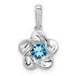 925 Sterling Silver Rhodium-Plated Floral Blue Topaz Pendant, December Birthstone