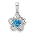 925 Sterling Silver Rhodium-Plated Floral Blue Topaz Pendant, December Birthstone