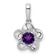 Sterling Silver 925 Rhodium-Plated Amethyst Floral Pendant Elegant February Birthstone Style