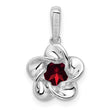 Sterling Silver 925 Garnet Floral Pendant with Rhodium Polish Bridal Jewelry - Birthstone Company