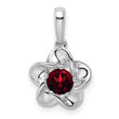 Sterling Silver 925 Garnet Floral Pendant with Rhodium Polish Bridal Jewelry