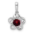 Sterling Silver 925 Garnet Floral Pendant with Rhodium Polish Bridal Jewelry - Birthstone Company