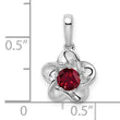 Sterling Silver Rhodium-Plated Ruby Pendant with Polished Floral Design - Birthstone Company