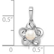 Sterling Silver Rhodium-Plated Pearl Pendant with Floral 3D Design June Birthstone
