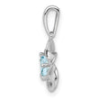 925 Sterling Silver Rhodium-Plated Aquamarine Floral Pendant, Polished Finish