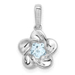 925 Sterling Silver Rhodium-Plated Aquamarine Floral Pendant, Polished Finish