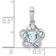 925 Sterling Silver Rhodium-Plated Aquamarine Floral Pendant, Polished Finish
