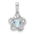925 Sterling Silver Rhodium-Plated Aquamarine Floral Pendant, Polished Finish