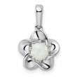 Sterling Silver 925 Rhodium-Plated Floral Opal Pendant Polished, October Birthstone Charm