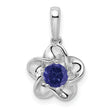 Sterling Silver Rhodium-Plated Sapphire Pendant with Floral Design September Birthstone