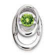 Sterling Silver Rhodium Peridot Birthstone Pendant with Polished Finish