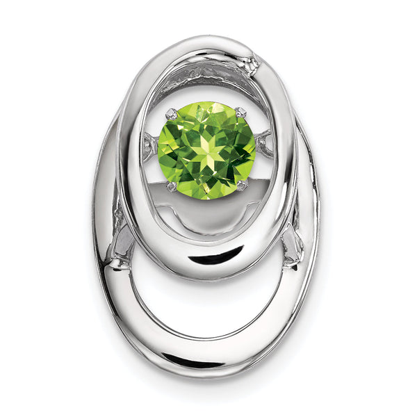 Sterling Silver Rhodium Peridot Birthstone Pendant with Polished Finish